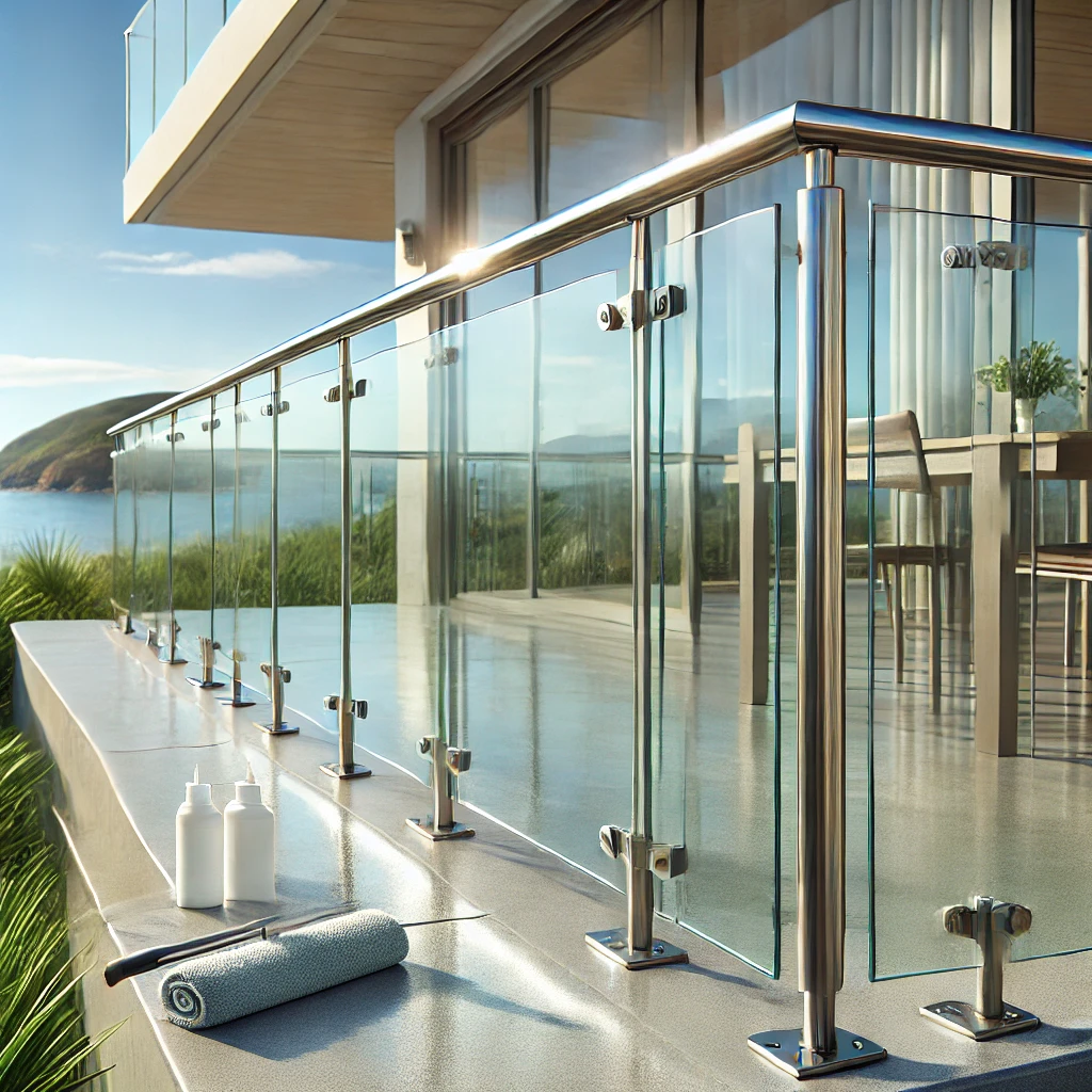 t-staining, clean stainless steel, clean glass, stainless steel railings